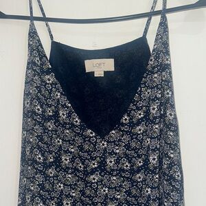 LOFT Blue and White Floral Tank Top